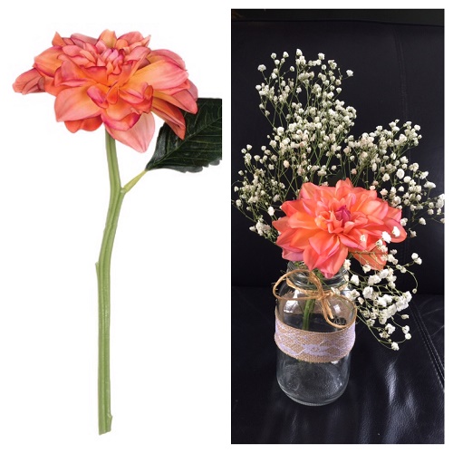Dahlia - Coral - Artificial floral - faux oral colored flowers for rent